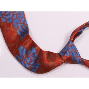 Marchesi di Como Orange Blue Paisley Silk Necktie Tie